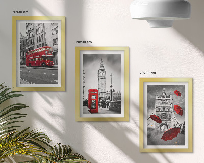Įrėmintų paveikslų rinkinys Raudoni akcentai ir garsūs Londono pastatai