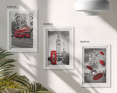 Įrėmintų paveikslų rinkinys Raudoni akcentai ir garsūs Londono pastatai