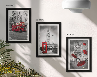 Įrėmintų paveikslų rinkinys Raudoni akcentai ir garsūs Londono pastatai