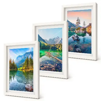 3 paveikslų rinkinys su rėmais kalnų ežerai ir gamtos peizažai