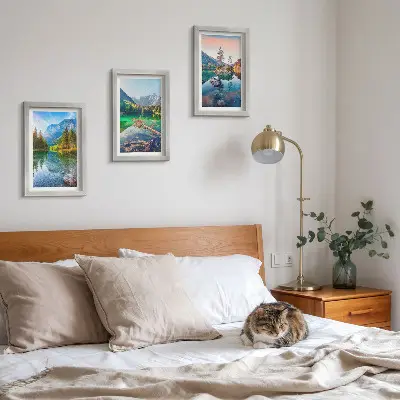 3 paveikslų rinkinys su rėmais kalnų ežerai ir gamtos peizažai