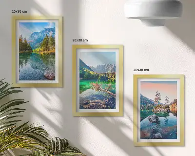 3 paveikslų rinkinys su rėmais kalnų ežerai ir gamtos peizažai