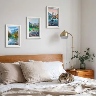 3 paveikslų rinkinys su rėmais kalnų ežerai ir gamtos peizažai