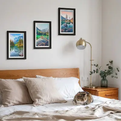 3 paveikslų rinkinys su rėmais kalnų ežerai ir gamtos peizažai
