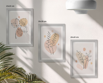 Įrėmintų paveikslų rinkinys Minimalistiniai augalų piešiniai pastelinėmis spalvomis