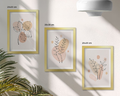 Įrėmintų paveikslų rinkinys Minimalistiniai augalų piešiniai pastelinėmis spalvomis