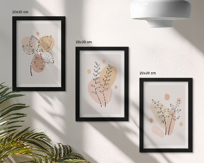 Įrėmintų paveikslų rinkinys Minimalistiniai augalų piešiniai pastelinėmis spalvomis