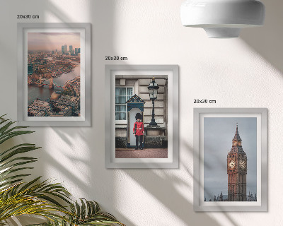 3 paveikslų rinkinys su rėmais Londono vaizdai su tiltu ir Big Beno sargybiniu