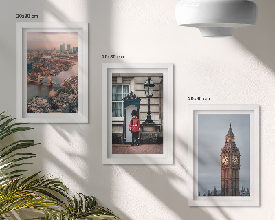 3 paveikslų rinkinys su rėmais Londono vaizdai su tiltu ir Big Beno sargybiniu
