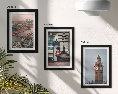 3 paveikslų rinkinys su rėmais Londono vaizdai su tiltu ir Big Beno sargybiniu