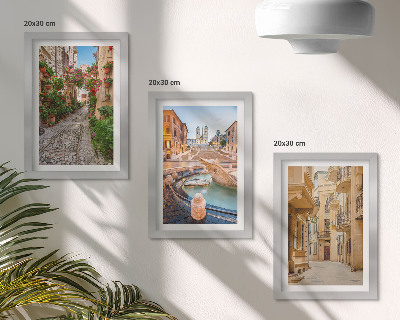 Įrėmintų paveikslų rinkinys Žavingos gatvės ir fontanai vaizdingoje architektūroje