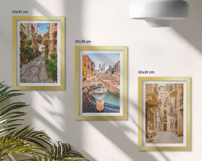 Įrėmintų paveikslų rinkinys Žavingos gatvės ir fontanai vaizdingoje architektūroje