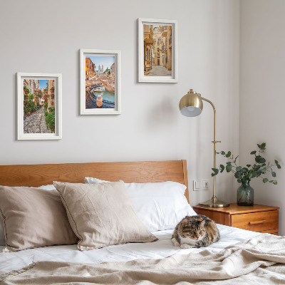Įrėmintų paveikslų rinkinys Žavingos gatvės ir fontanai vaizdingoje architektūroje