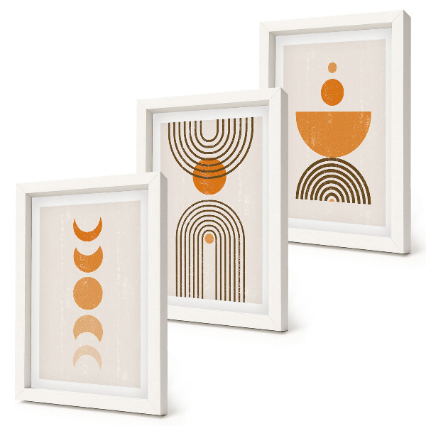 3 paveikslų rinkinys su rėmais Boho minimalistinis dekoratyvinis dizainas