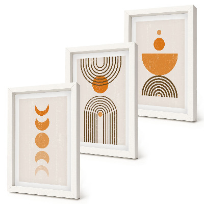 3 paveikslų rinkinys su rėmais Boho minimalistinis dekoratyvinis dizainas