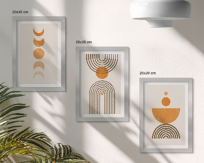 3 paveikslų rinkinys su rėmais Boho minimalistinis dekoratyvinis dizainas