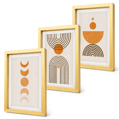 3 paveikslų rinkinys su rėmais Boho minimalistinis dekoratyvinis dizainas