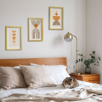 3 paveikslų rinkinys su rėmais Boho minimalistinis dekoratyvinis dizainas