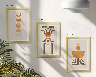 3 paveikslų rinkinys su rėmais boho minimalistinio dizaino dekoracija