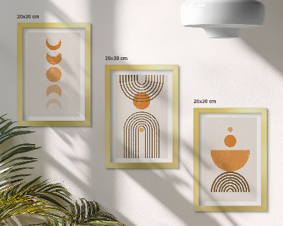 3 paveikslų rinkinys su rėmais Boho minimalistinis dekoratyvinis dizainas