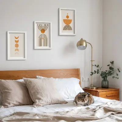 3 paveikslų rinkinys su rėmais boho minimalistinio dizaino dekoracija