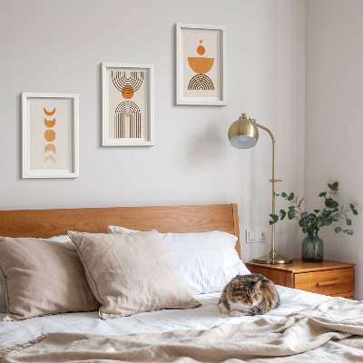 3 paveikslų rinkinys su rėmais Boho minimalistinis dekoratyvinis dizainas