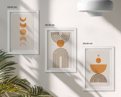 3 paveikslų rinkinys su rėmais Boho minimalistinis dekoratyvinis dizainas