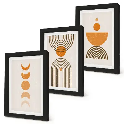 3 paveikslų rinkinys su rėmais boho minimalistinio dizaino dekoracija