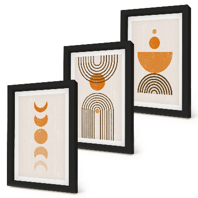 3 paveikslų rinkinys su rėmais Boho minimalistinis dekoratyvinis dizainas