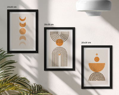 3 paveikslų rinkinys su rėmais Boho minimalistinis dekoratyvinis dizainas