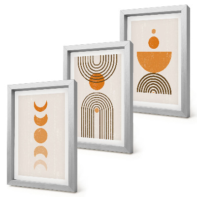 3 paveikslų rinkinys su rėmais Boho minimalistinis dekoratyvinis dizainas