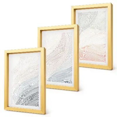 Įrėmintų paveikslų rinkinys abstrakčios bangos pastelinių spalvų kartone