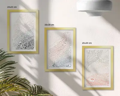 Įrėmintų paveikslų rinkinys abstrakčios bangos pastelinių spalvų kartone
