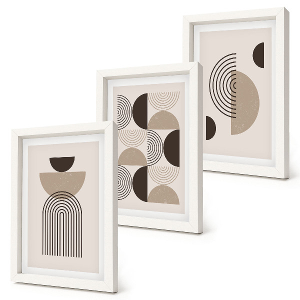 3 paveikslų rinkinys su rėmais Abstraktūs geometriniai raštai minimalizmas