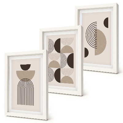 3 paveikslų rinkinys su rėmais Abstraktūs geometriniai raštai minimalizmas