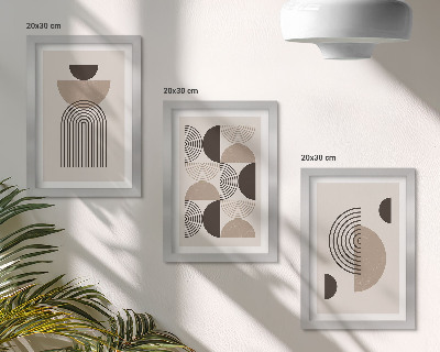 3 paveikslų rinkinys su rėmais Abstraktūs geometriniai raštai minimalizmas