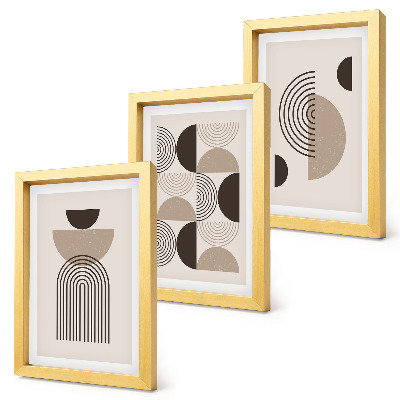 3 paveikslų rinkinys su rėmais Abstraktūs geometriniai raštai minimalizmas