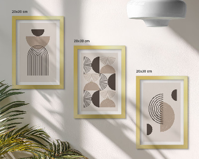 3 paveikslų rinkinys su rėmais Abstraktūs geometriniai raštai minimalizmas