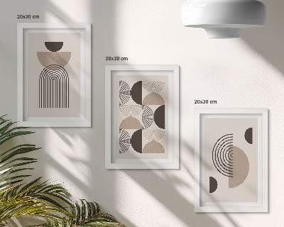 3 paveikslų rinkinys su rėmais Abstraktūs geometriniai raštai minimalizmas