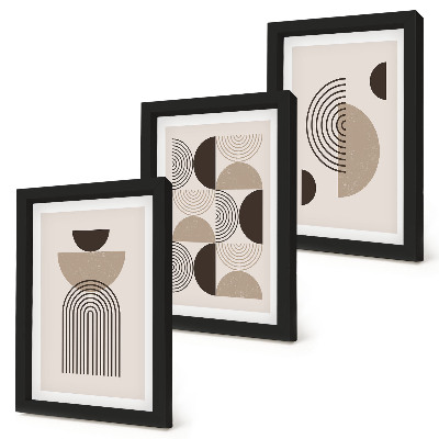 3 paveikslų rinkinys su rėmais Abstraktūs geometriniai raštai minimalizmas