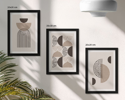 3 paveikslų rinkinys su rėmais Abstraktūs geometriniai raštai minimalizmas