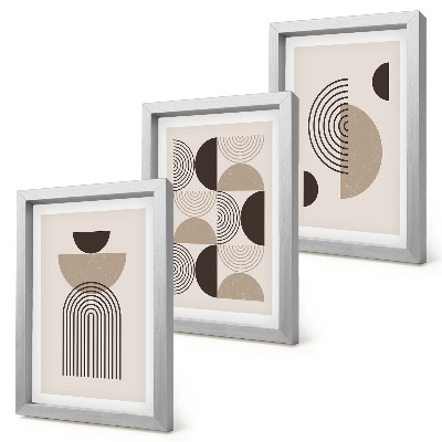 3 paveikslų rinkinys su rėmais Abstraktūs geometriniai raštai minimalizmas
