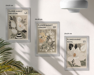 Įrėmintų paveikslų rinkinys Retro gėlės iš skirtingų pasaulio miestų