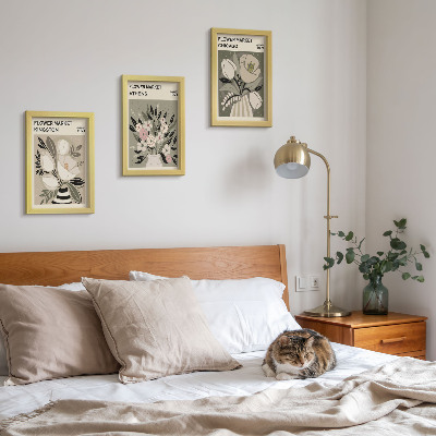 3 paveikslų rinkinys su rėmais Retro stiliaus gėlių kompozicijos iš įvairių miestų