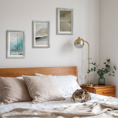 3 paveikslų rinkinys su rėmais Abstraktūs minimalistiniai piešiniai