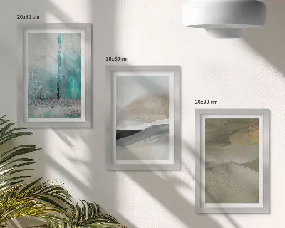 Abstraktūs minimalistiniai piešiniai 3 paveikslų rinkinys su rėmais