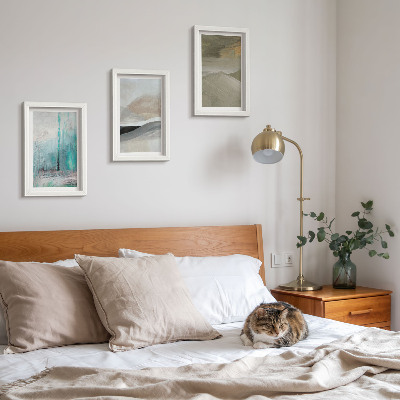 3 paveikslų rinkinys su rėmais Abstraktūs minimalistiniai piešiniai