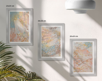 3 paveikslų rinkinys su rėmais Abstraktūs pastelinių spalvų tekstūros raštai