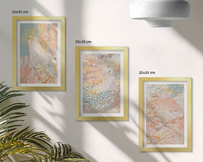 3 paveikslų rinkinys su rėmais Abstraktūs pastelinių spalvų tekstūros raštai