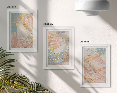 3 paveikslų rinkinys su rėmais Abstraktūs pastelinių spalvų tekstūros raštai